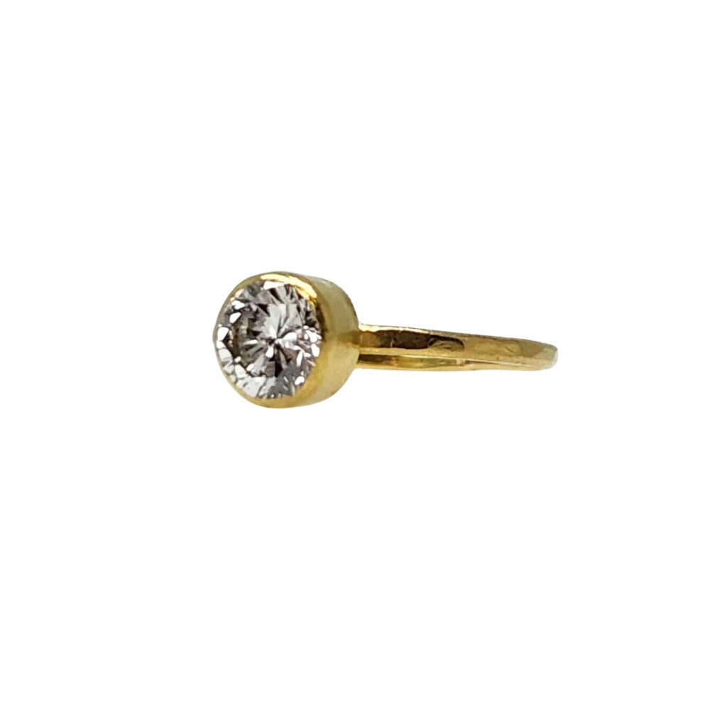 18K Handmade Hammered Diamond Ring