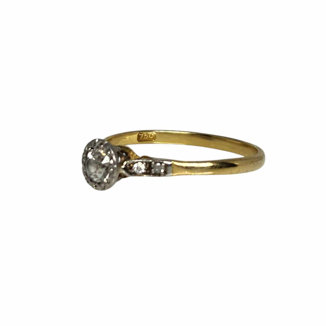 Edwardian Platinum & 18K Old Mine Cut Diamond Ring