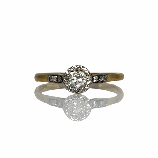 Edwardian Platinum & 18K Old Mine Cut Diamond Ring