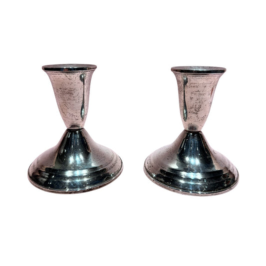 Classic Design Duchin Creation Sterling Silver Weighted Candle Holders Pair