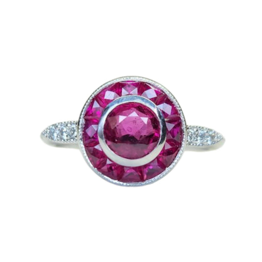 Art Deco Platinum, Ruby, & Diamond Ring