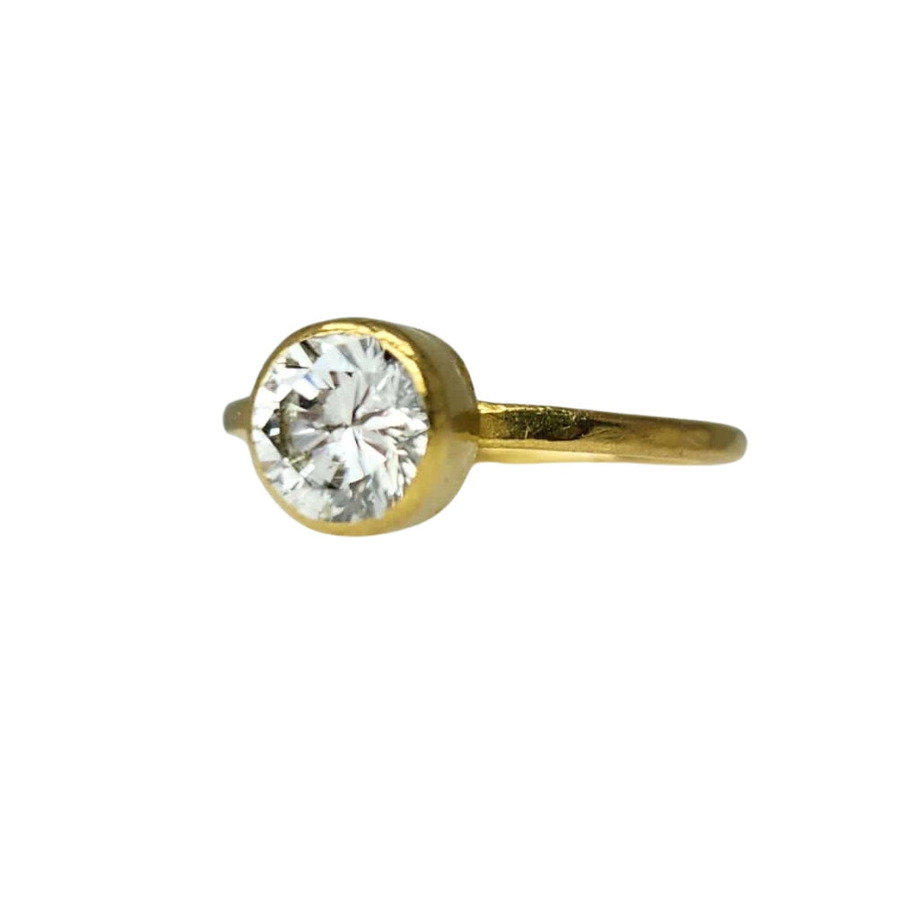 18K Handmade Hammered Diamond Ring