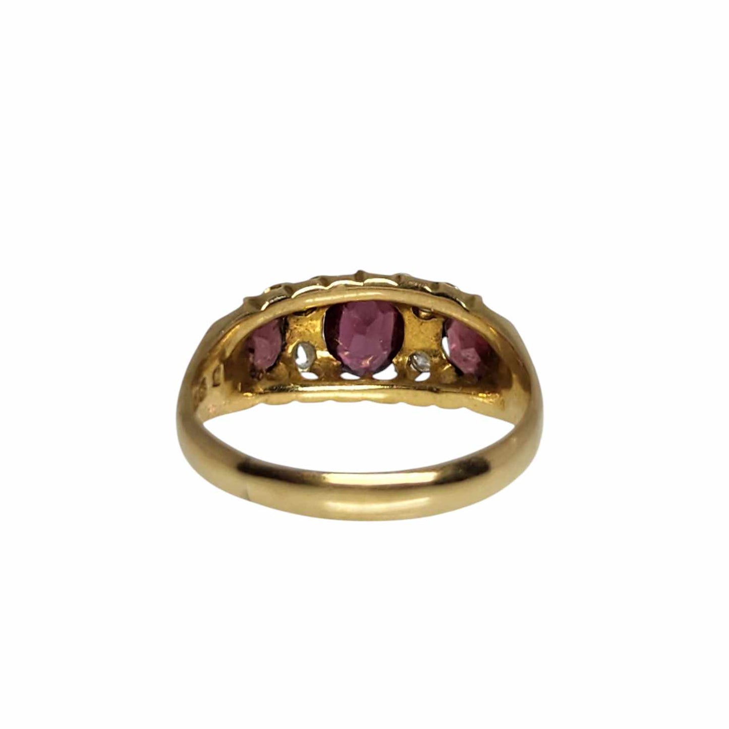 18K Victorian English Garnet and Diamond Ring