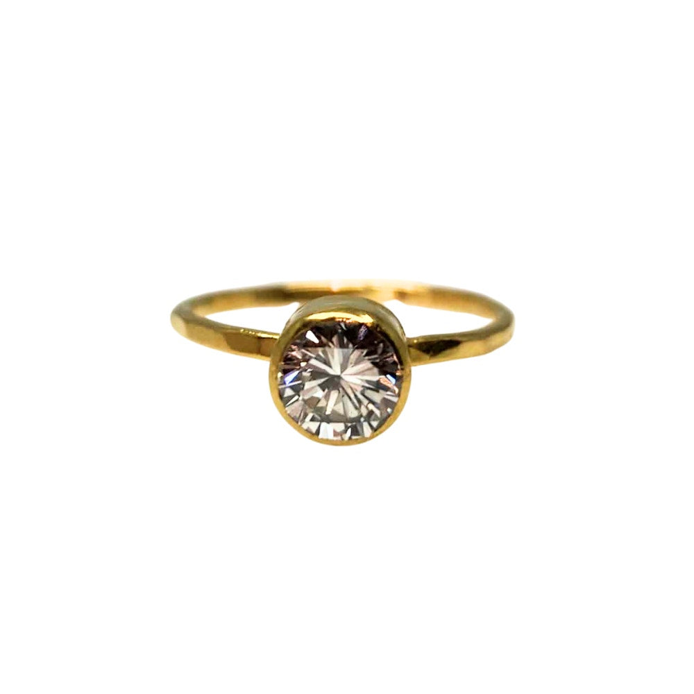 18K Handmade Hammered Diamond Ring