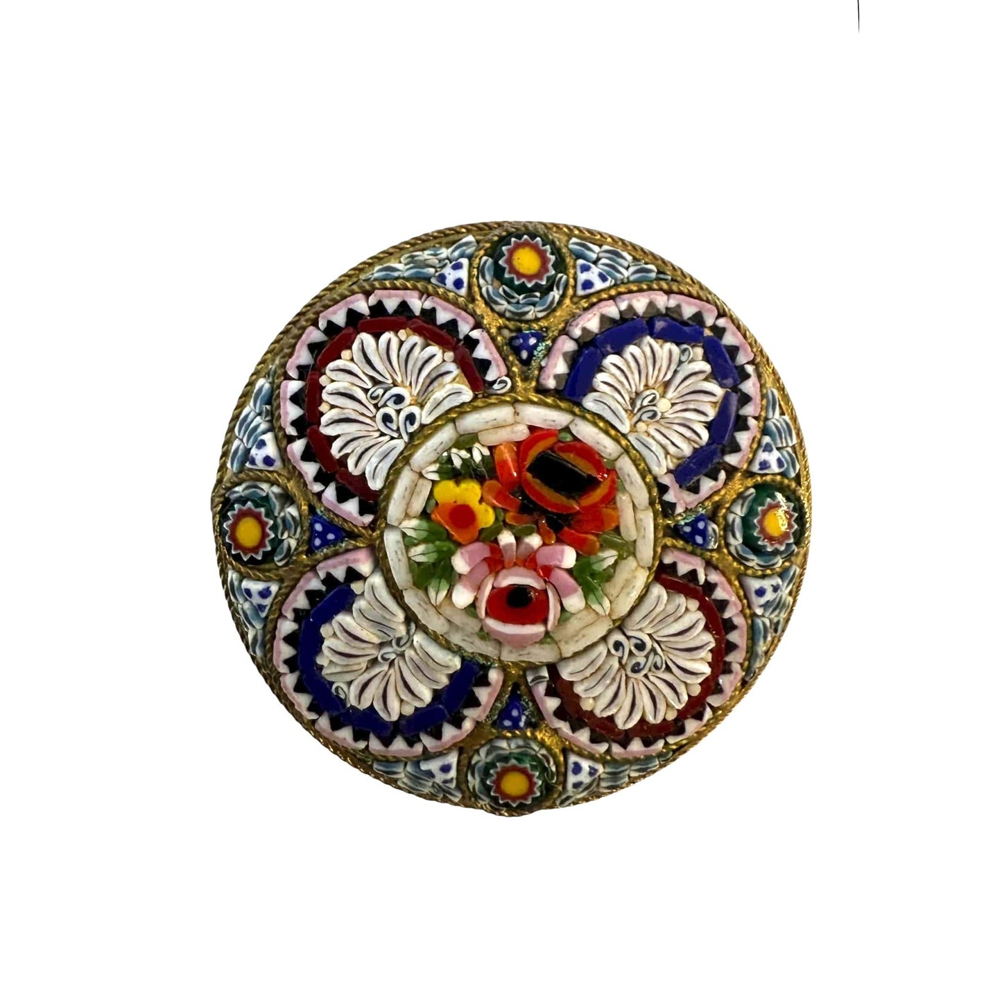 Vintage Italian Micro-Mosaic Gold-Tone Brooch/Pin