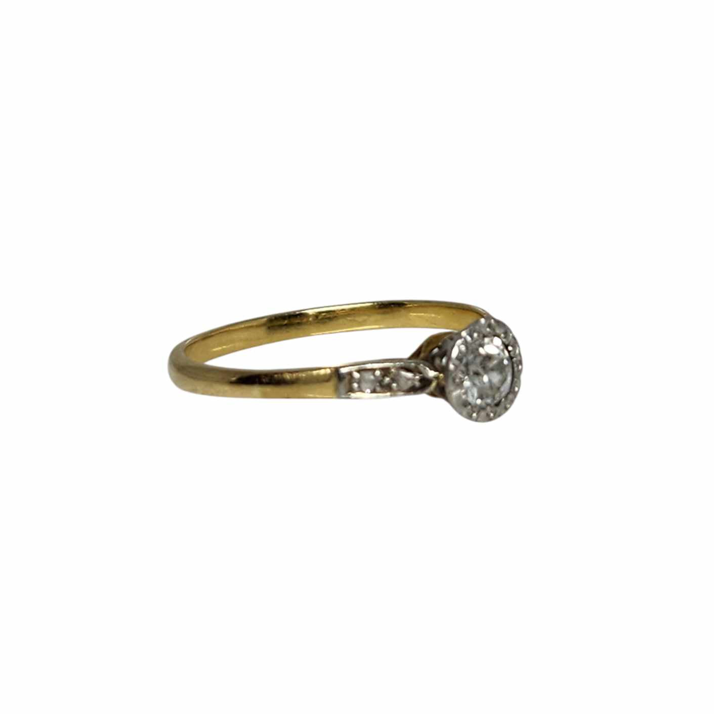 Edwardian Platinum & 18K Old Mine Cut Diamond Ring