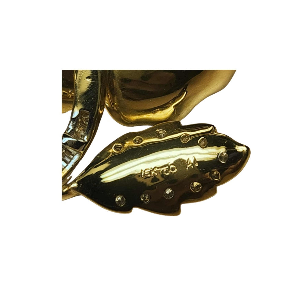 18K Tahitian Pearl & Diamond Flower Brooch