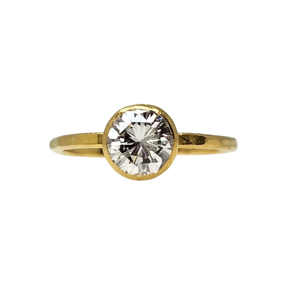 18K Handmade Hammered Diamond Ring