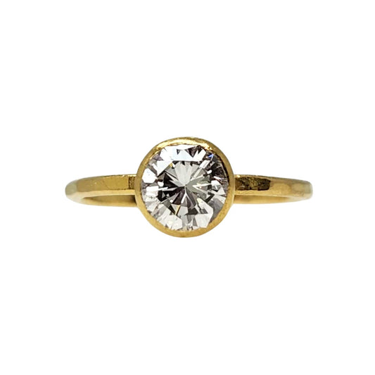 18K Handmade Hammered Diamond Ring