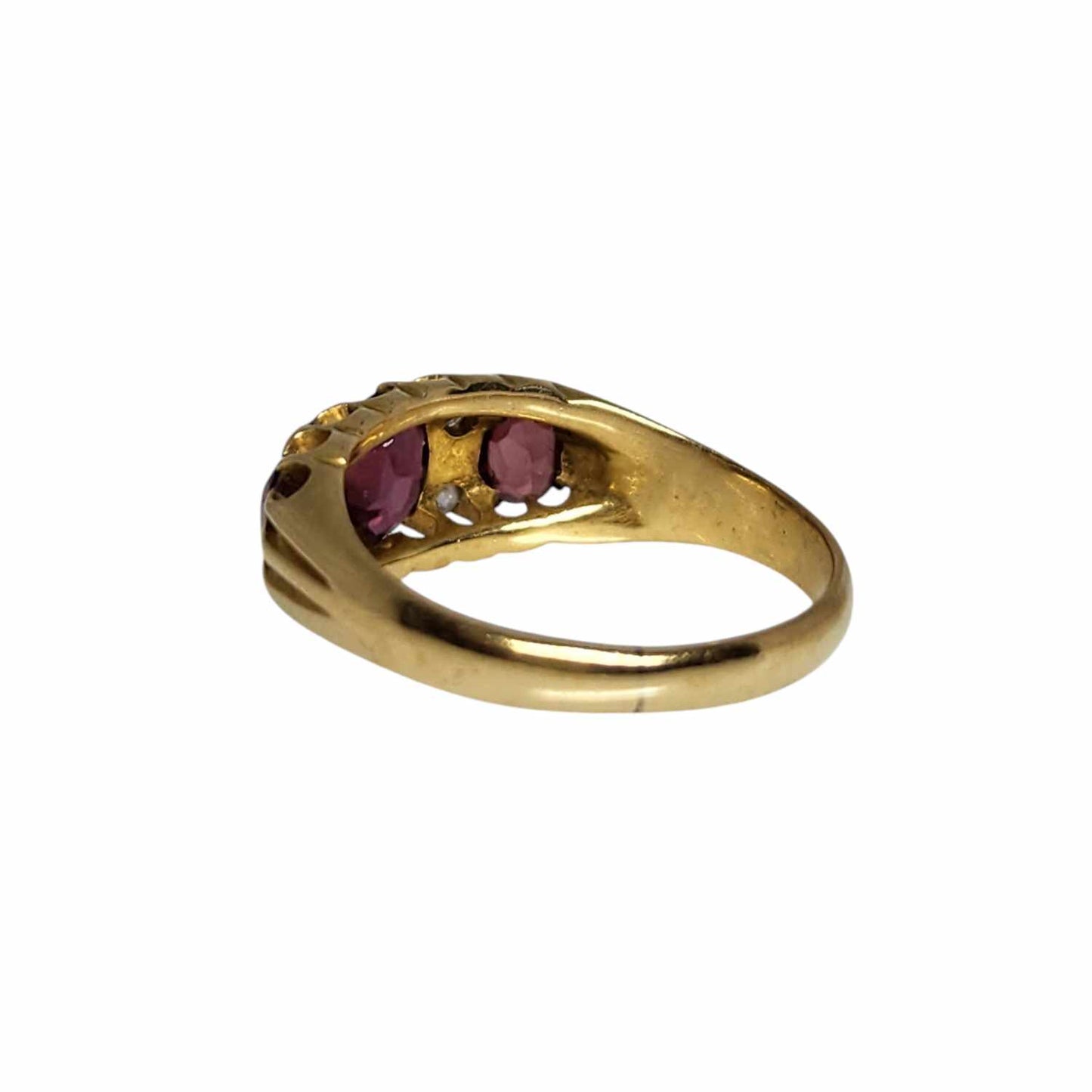 18K Victorian English Garnet and Diamond Ring